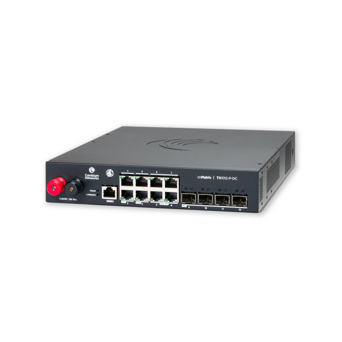 Cambium cnMatrix TX1012-P-DC, DC Powered Intelligent Ethernet PoE Switch US Only [MXTX1012GxPA21]