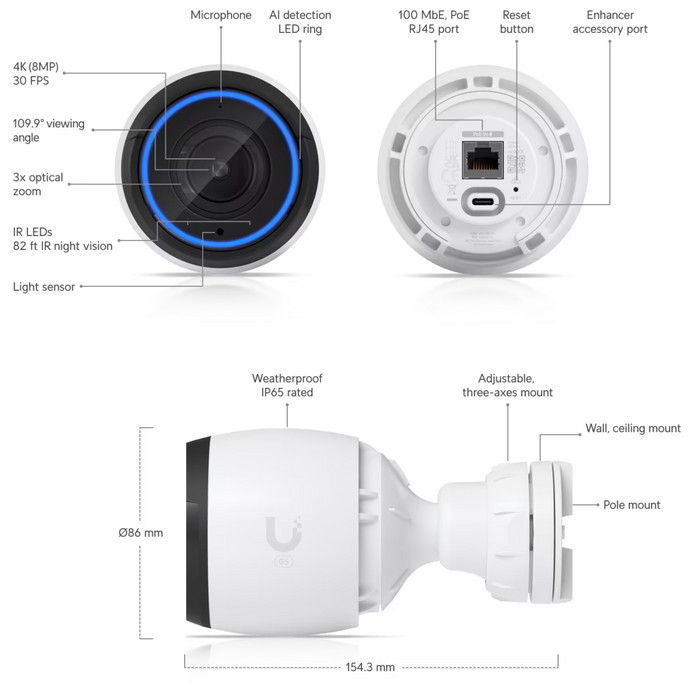 Ubiquiti UniFi G5 Pro 4K Indoor/Outdoor IP Camera [UVC-G5-PRO]