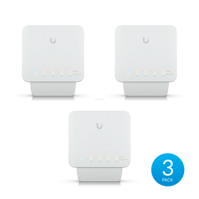 Ubiquiti UniFi 802.3at PoE 5-Port RJ45 Gigabit Layer 2 Ethernet Switch 3-Pack [USW-FLEX-3]