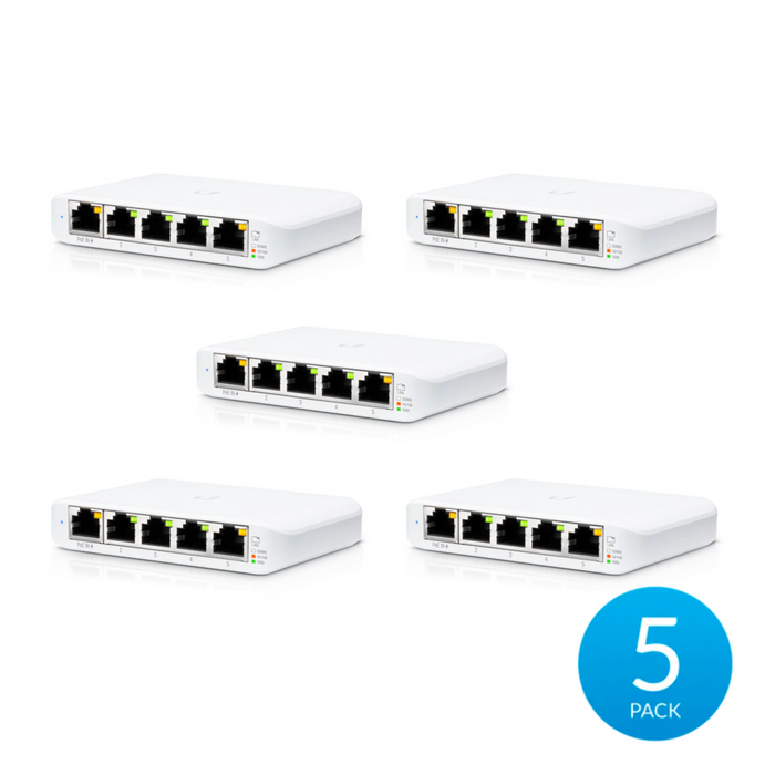 Ubiquiti UniFi Compact 5-Port Gigabit Layer 2 Ethernet Switch 5-Pack [USW-Flex-Mini-5]